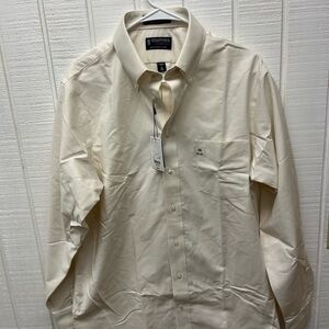 Stafford Men’s Oxford NEW NWT Button Down LS Shirt Beige Sz 16 34/35 Classic Fit